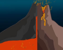Визуализация формирования вулкана. 